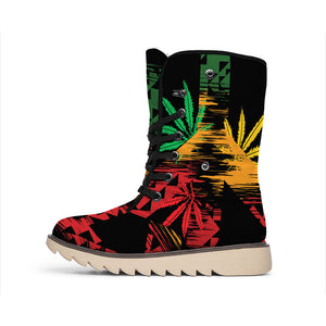 Rasta Peace Sign Print Winter Boots