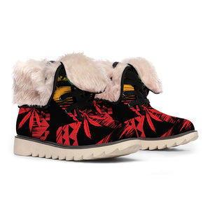 Rasta Peace Sign Print Winter Boots