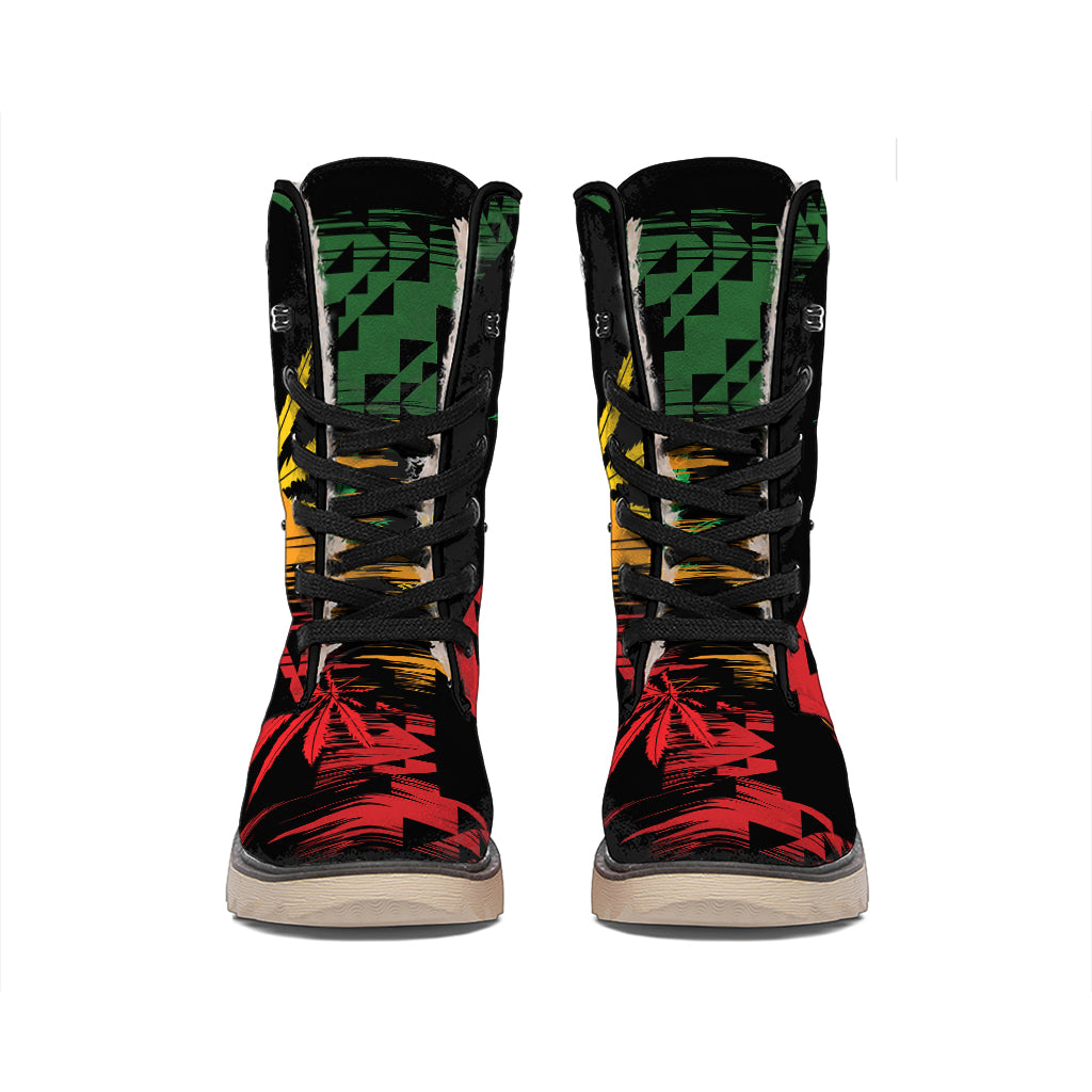 Rasta Peace Sign Print Winter Boots