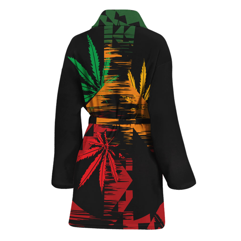 Rasta Peace Sign Print Women's Bathrobe