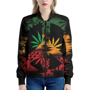 Rasta Peace Sign Print Women's Bomber Jacket