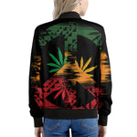 Rasta Peace Sign Print Women's Bomber Jacket