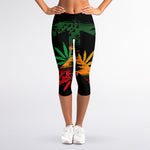 Rasta Peace Sign Print Women's Capri Leggings