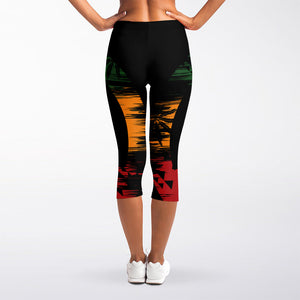 Rasta Peace Sign Print Women's Capri Leggings