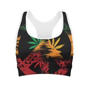 Rasta Peace Sign Print Women's Sports Bra