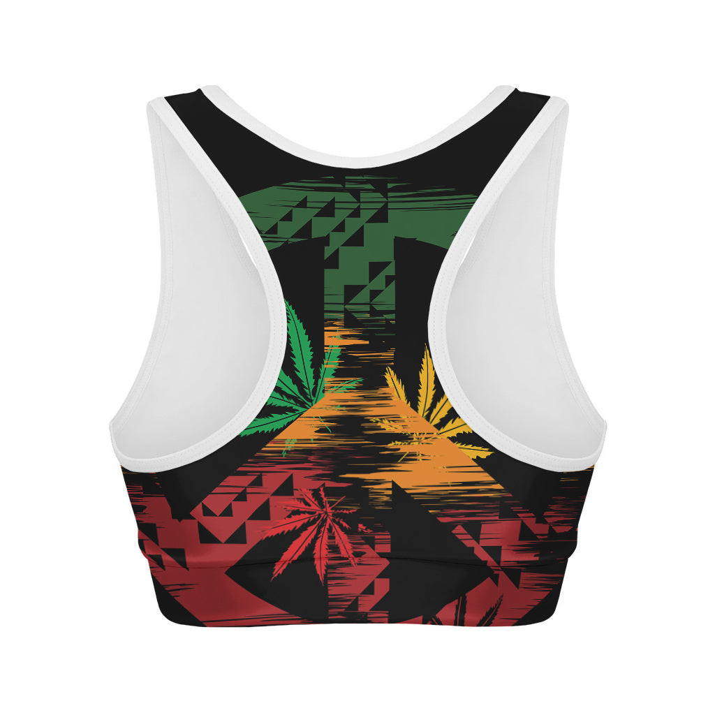 Rasta Peace Sign Print Women's Sports Bra