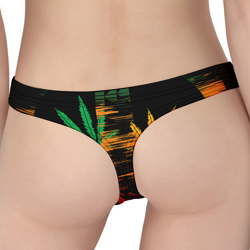 Rasta Peace Sign Print Women's Thong