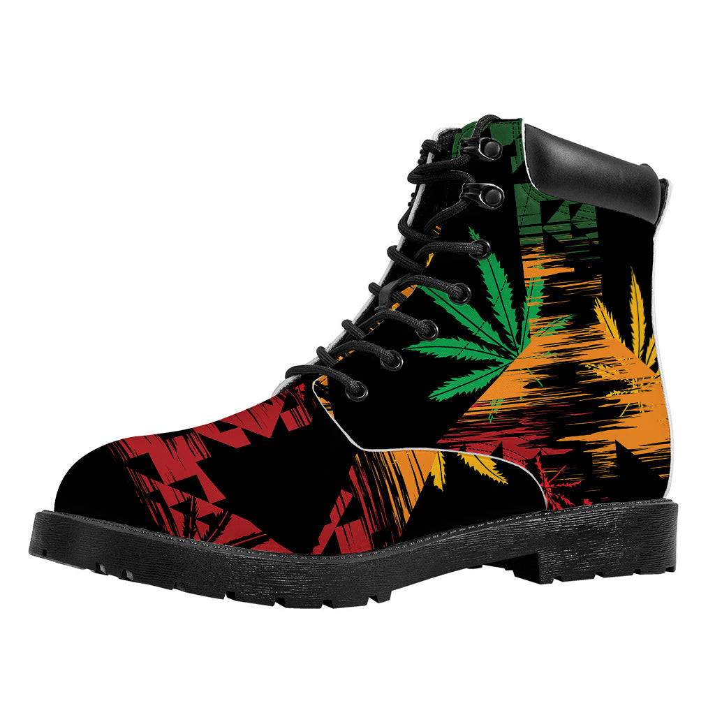 Rasta Peace Sign Print Work Boots