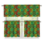 Rasta Striped Pattern Print 3 Piece Kitchen Curtains