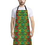 Rasta Striped Pattern Print Bib Apron With Pocket