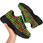 Rasta Striped Pattern Print Black Chunky Shoes