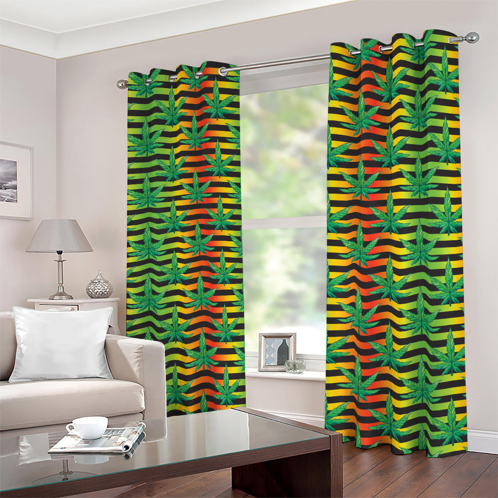 Rasta Striped Pattern Print Blackout Grommet Curtains