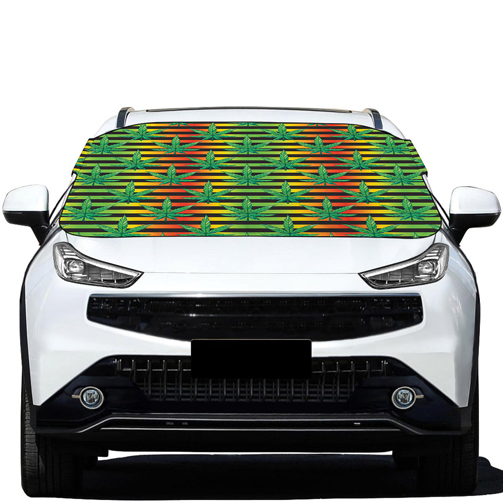 Rasta Striped Pattern Print Car Windshield Snow Cover