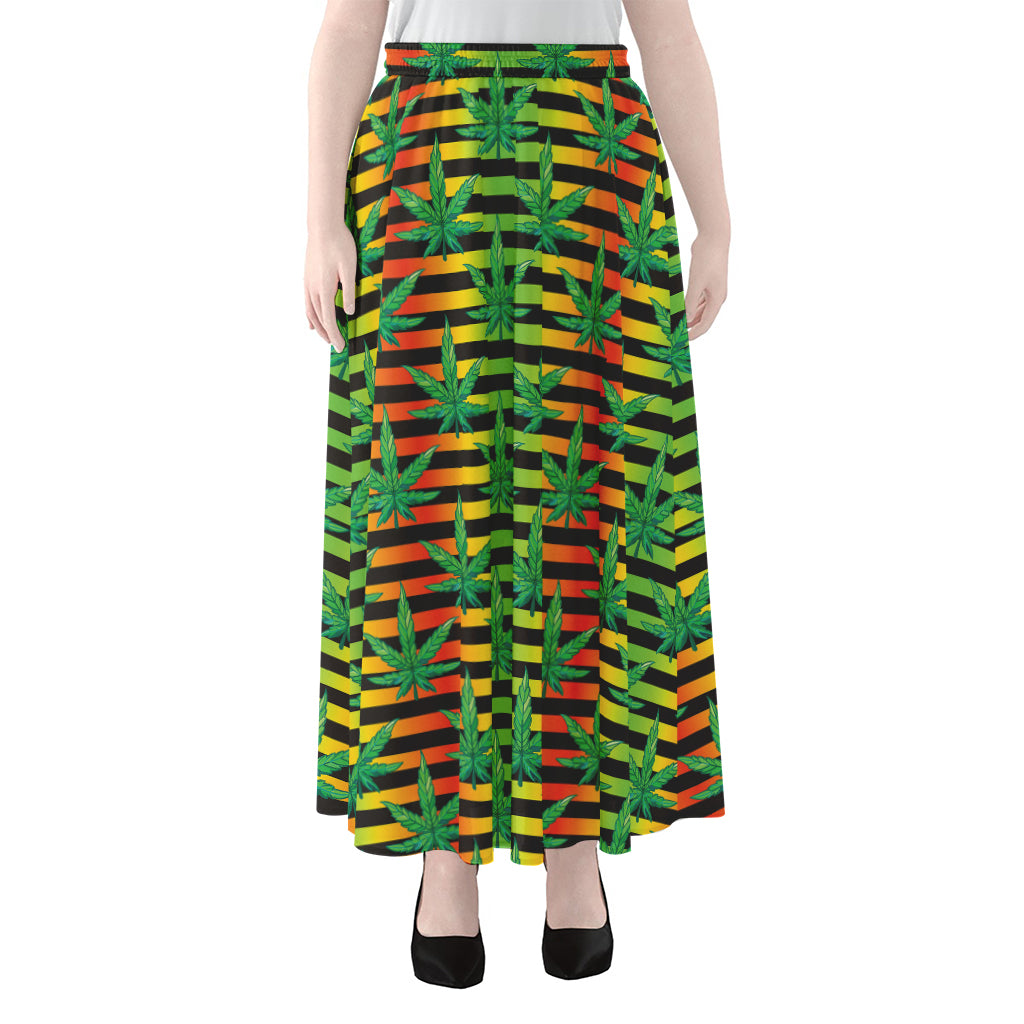 Rasta Striped Pattern Print Chiffon Maxi Skirt