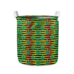 Rasta Striped Pattern Print Collapsible Laundry Basket