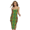 Rasta Striped Pattern Print Cross Back Cami Dress