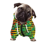 Rasta Striped Pattern Print Dog Zip Up Hoodie