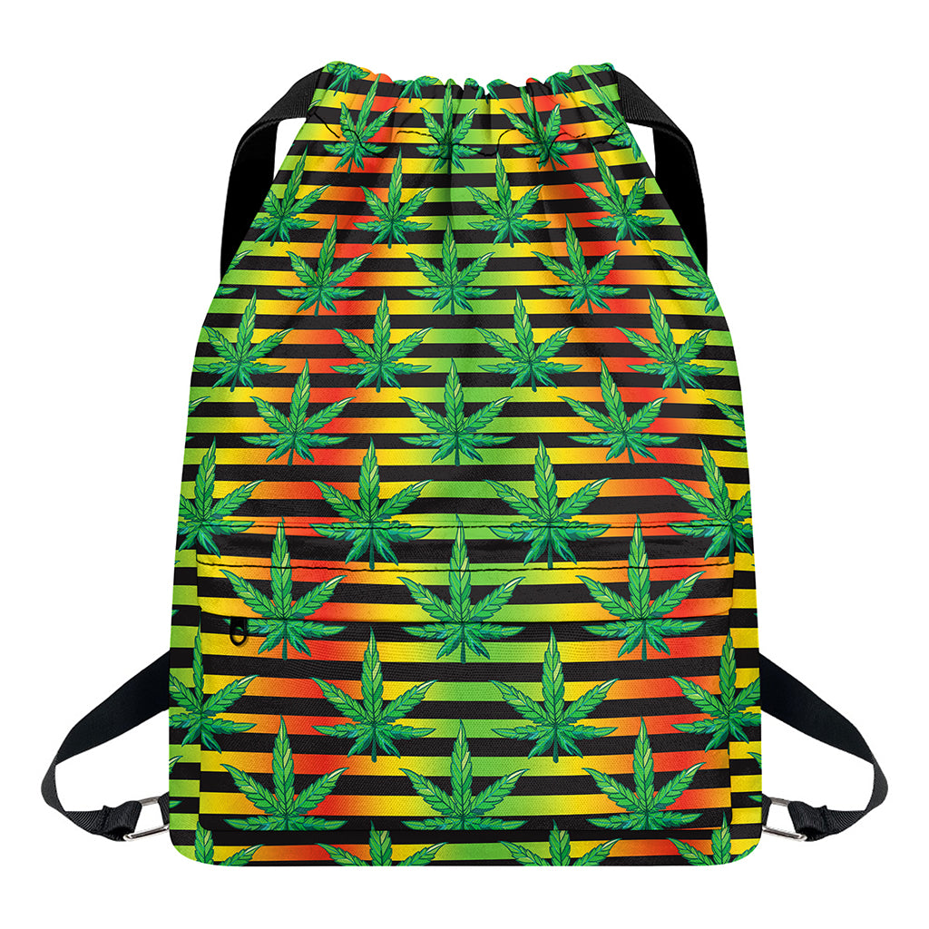 Rasta Striped Pattern Print Drawstring Backpack