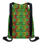 Rasta Striped Pattern Print Drawstring Backpack