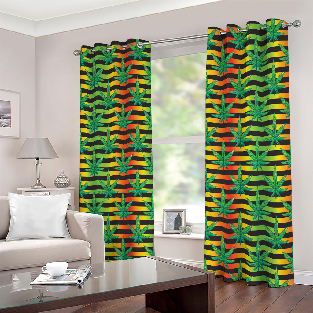 Rasta Striped Pattern Print Extra Wide Grommet Curtains