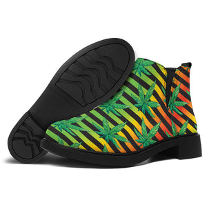 Rasta Striped Pattern Print Flat Ankle Boots