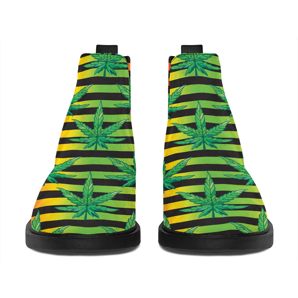 Rasta Striped Pattern Print Flat Ankle Boots