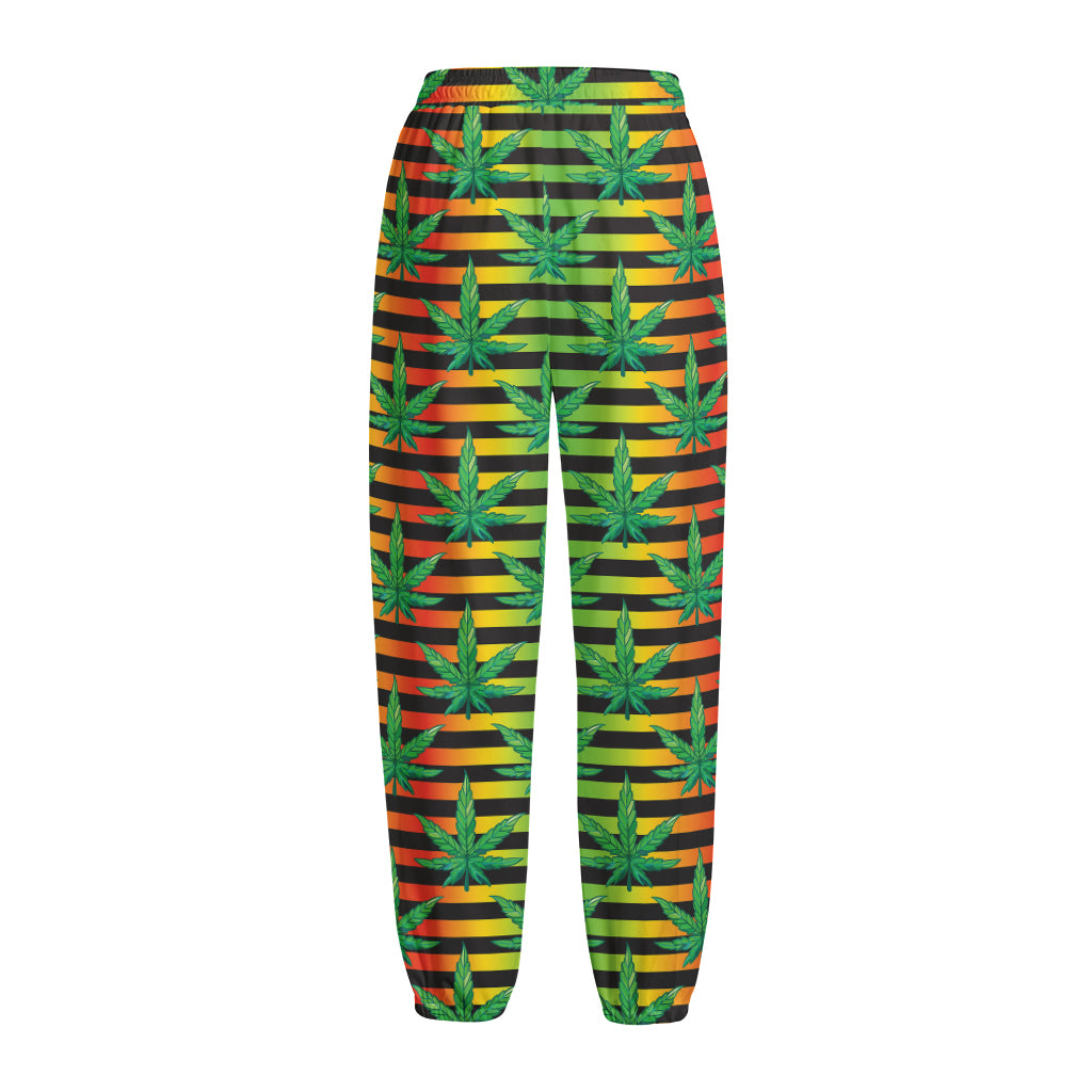 Rasta Striped Pattern Print Fleece Lined Knit Pants