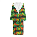 Rasta Striped Pattern Print Hooded Bathrobe