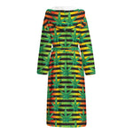 Rasta Striped Pattern Print Hooded Bathrobe