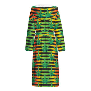 Rasta Striped Pattern Print Hooded Bathrobe