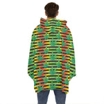 Rasta Striped Pattern Print Hoodie Blanket