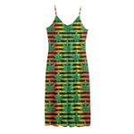 Rasta Striped Pattern Print Jersey Midi Cami Dress