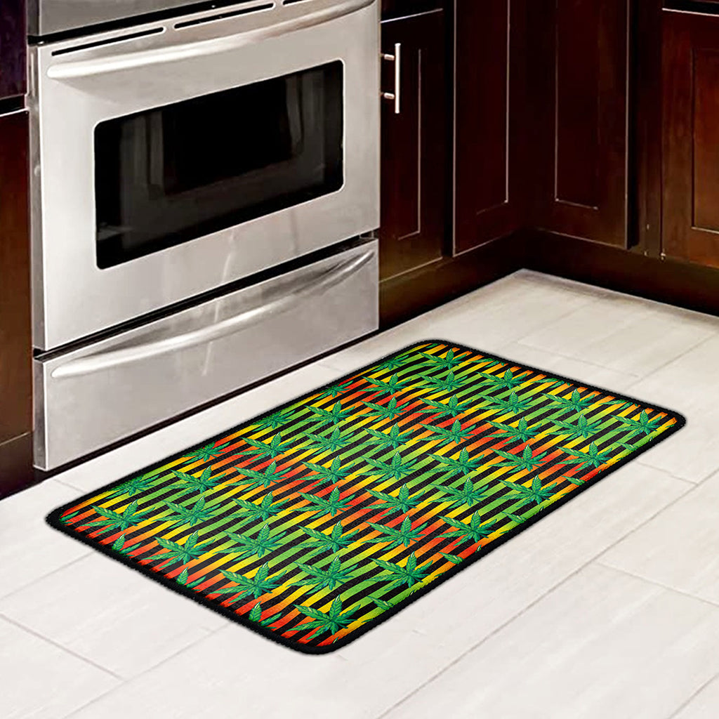 Rasta Striped Pattern Print Kitchen Mat