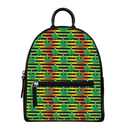Rasta Striped Pattern Print Leather Backpack