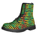 Rasta Striped Pattern Print Lace-Up Boots