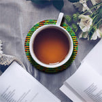 Rasta Striped Pattern Print Leather Coaster Set