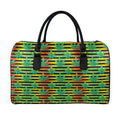 Rasta Striped Pattern Print Leather Duffel Bag