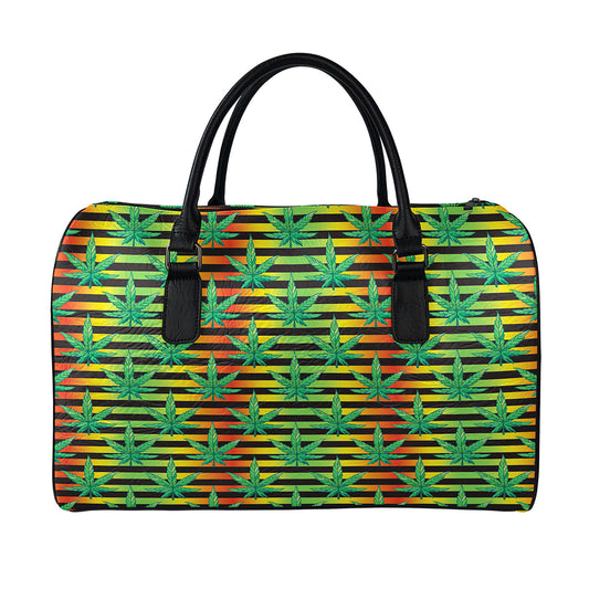 Rasta Striped Pattern Print Leather Duffle Bag