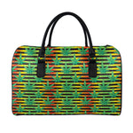 Rasta Striped Pattern Print Leather Duffle Bag