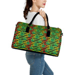 Rasta Striped Pattern Print Leather Duffle Bag