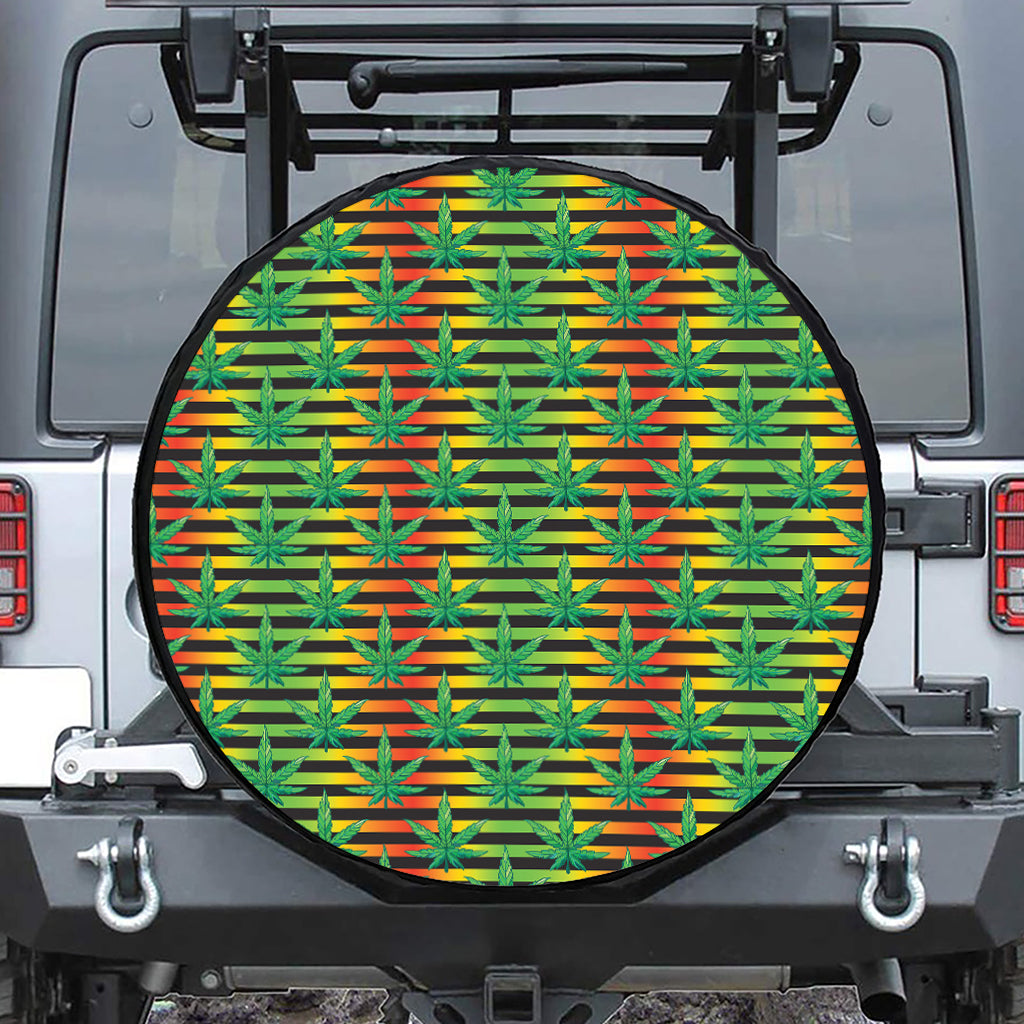 Rasta Striped Pattern Print Leather Spare Tire Cover