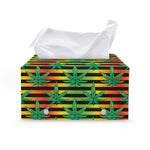 Rasta Striped Pattern Print Leather Tissue Box Cover