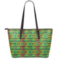 Rasta Striped Pattern Print Leather Tote Bag With Zipper