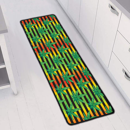Rasta Striped Pattern Print Long Kitchen Mat