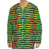 Rasta Striped Pattern Print Long Sleeve Baseball Jersey