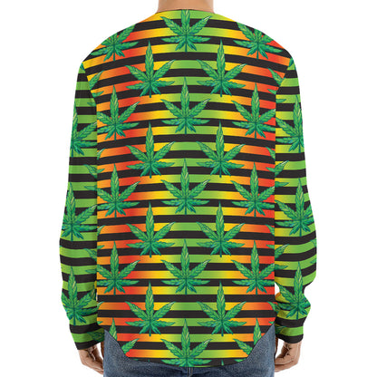 Rasta Striped Pattern Print Long Sleeve Baseball Jersey