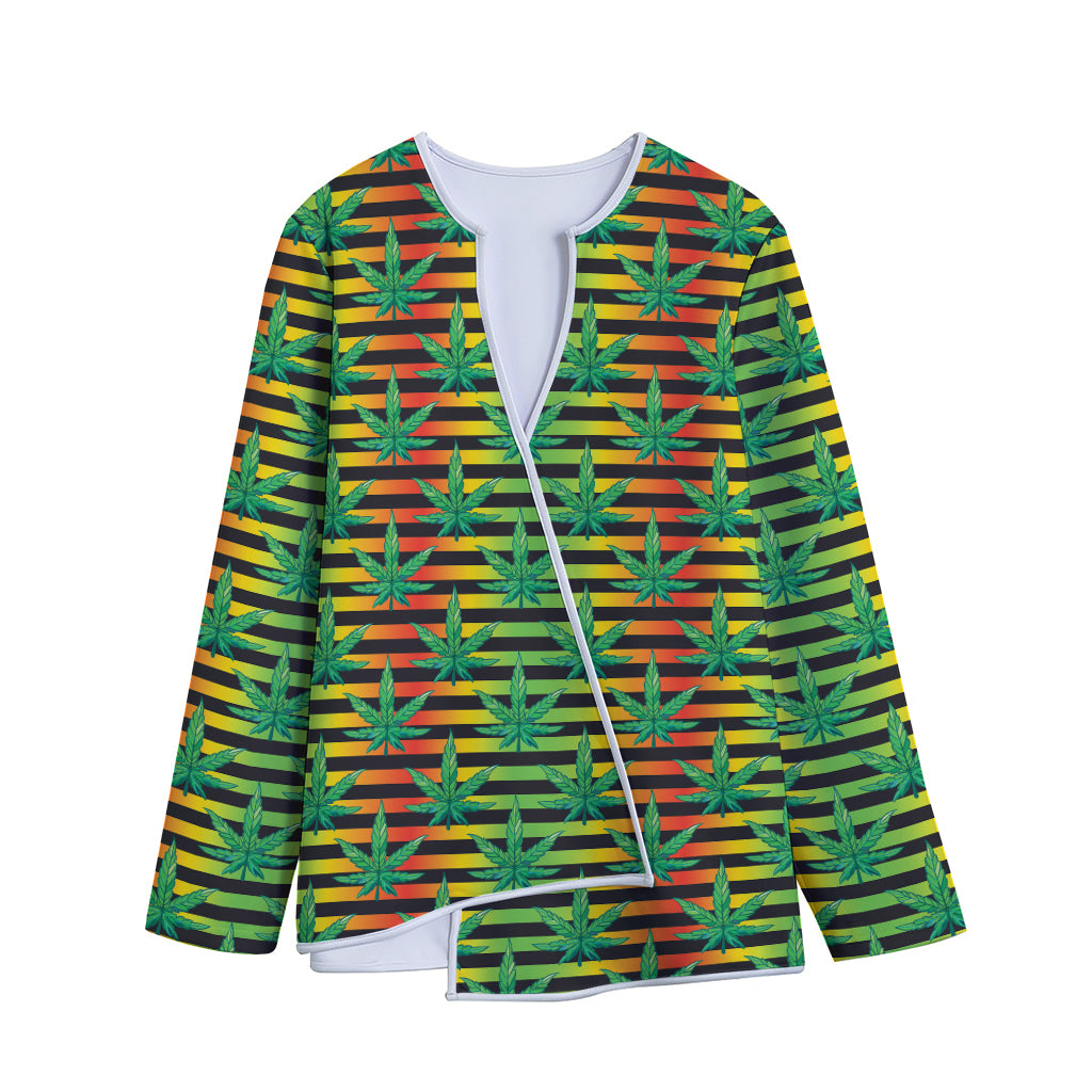 Rasta Striped Pattern Print Long Sleeve Short Coat