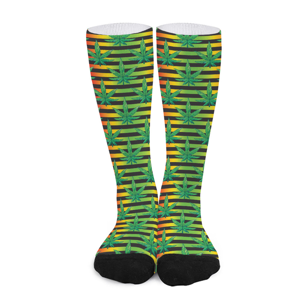 Rasta Striped Pattern Print Long Socks