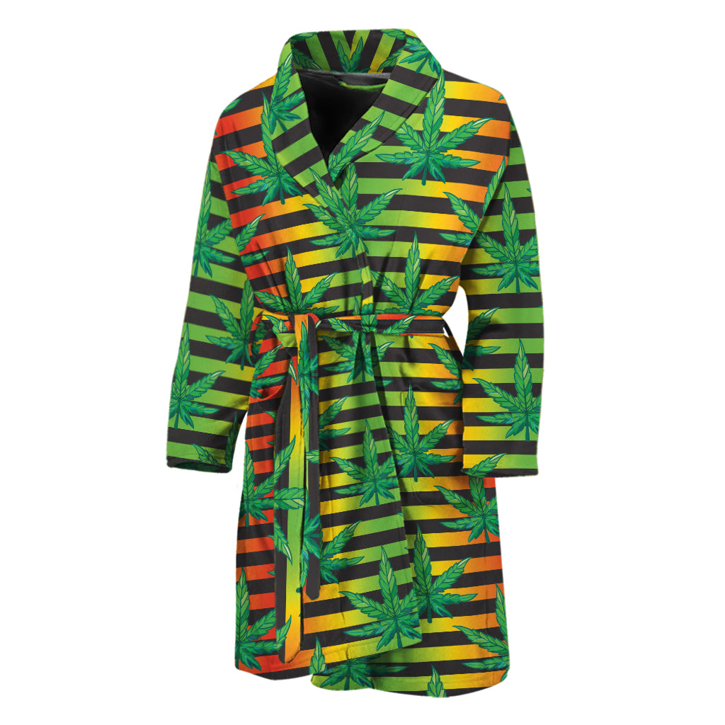 Rasta Striped Pattern Print Men's Bathrobe