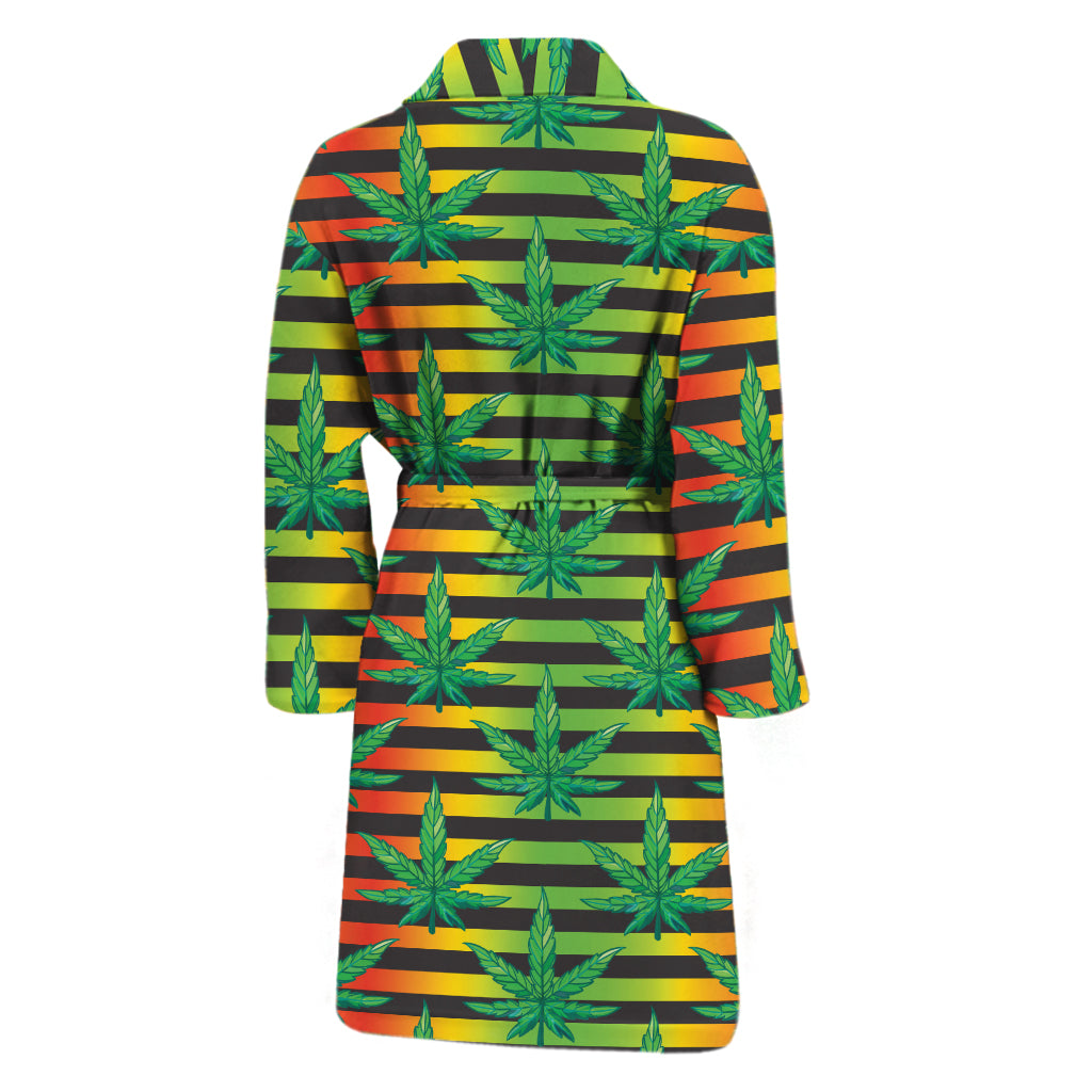 Rasta Striped Pattern Print Men's Bathrobe